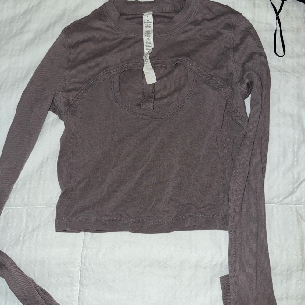 lululemon athletica Mauve Long Sleeve Crop Top